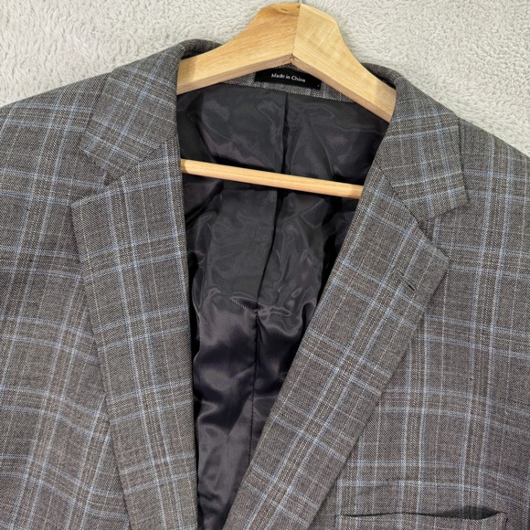 Pronto Uomo Platinum Men's 52L Gray Plaid Wool Blend Blazer Jacket Casual Preppy - Picture 1 of 11